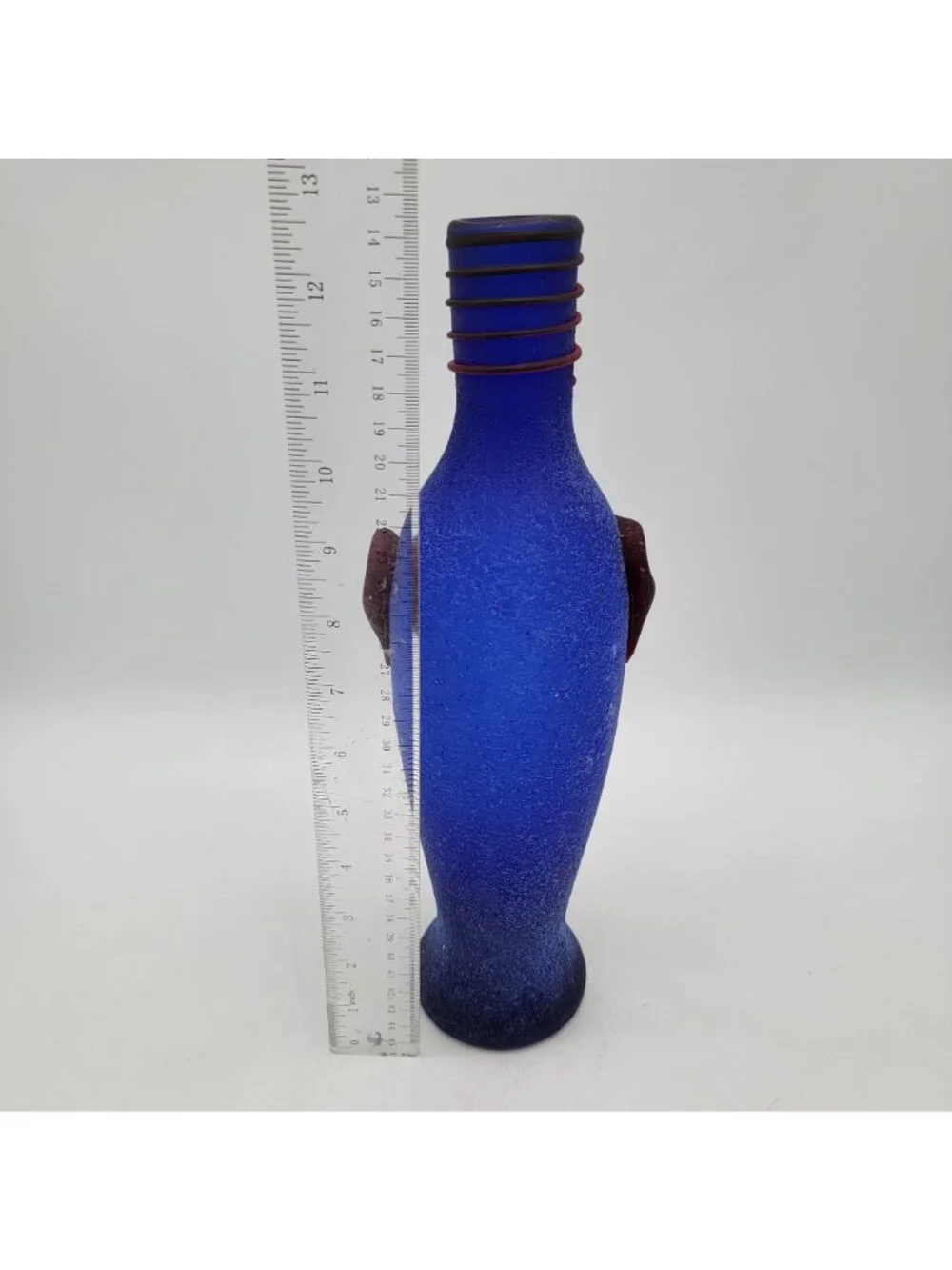 Murano Scavo 1960s Blue Bottle Vase